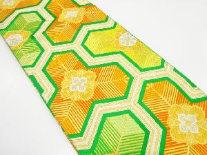 アンティーク　毘沙門亀甲に花・若松模様織り出し袋帯（着用可）